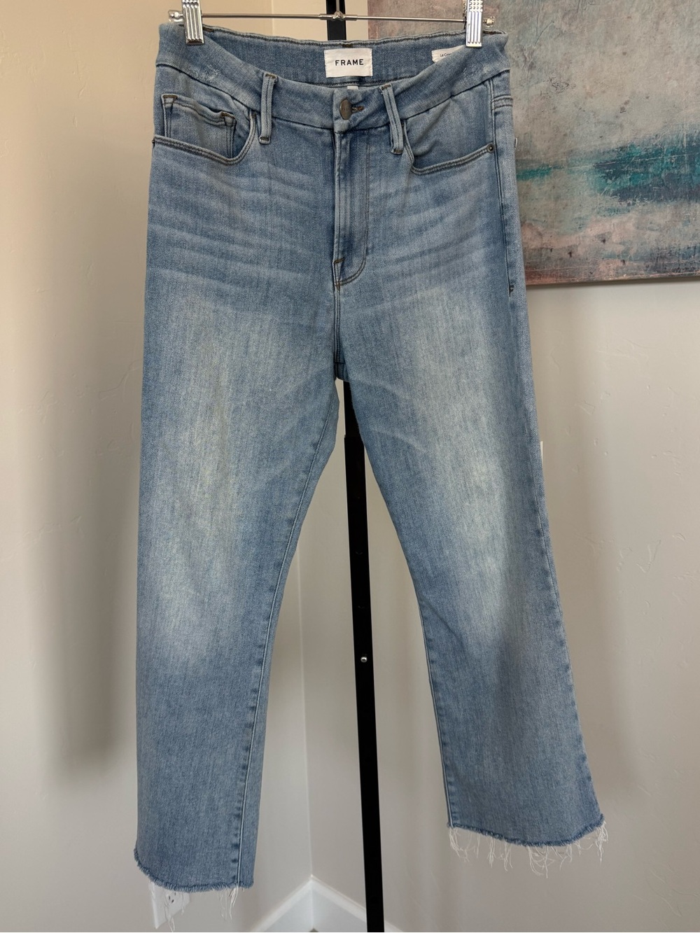 FRAME Le Crop Mini Boot Alemany Road Jeans Womens 30 Crop Raw Hem Light Wash